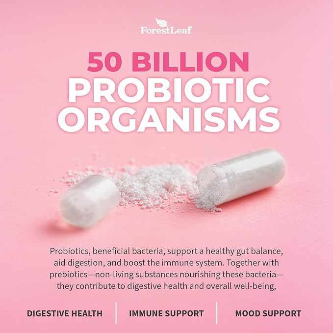 Probiotics for Women, 50 Billion CFU, 26 Unique Strains, Women's Probiotic and Prebiotics Support Digestive Health, w/ Cranberry, Hibiscus & D-Mannose for Vaginal PH Balance, Urinary, Gut (30 Caps)