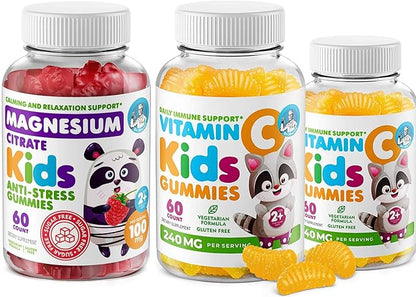 DR. MORITZ Complete Wellness Duo - Kids Magnesium Gummies (60 Count) - Sugar-Free with Vitamin C (60 Count 2 Pack)