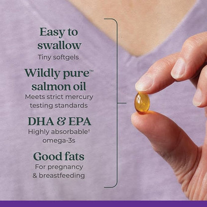 New Chapter Wholemega for Moms Fish Oil Supplement - Prenatal DHA with Omega-3 + Vitamin D3 for Prenatal & Postnatal Support - 180 ct, 500mg Softgels