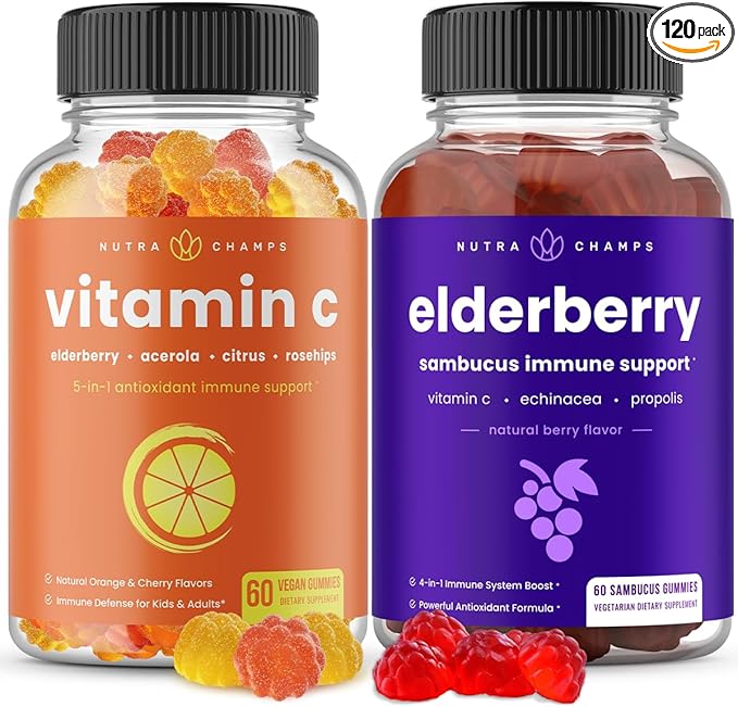 NutraChamps (2-Pack) Vitamin C Gummies and Elderberry Gummies Bundle