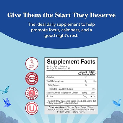 Bundle of Kids Calm Magnesium Gummies 90 count - Gummies for Nerve Bone and Muscle Health and Plant Based Kids Multivitamin Gummies 120 count - Multivitamin for Kids Immunity Support Gummies with Vita