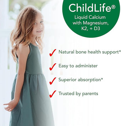 ChildLife Essentials Liquid Calcium Supplement for Kids Single Serve - Baby Calcium with Magnesium, Vitamin D3, & K2 for Bone Support, On The Go Nutrition - Orange Flavor, 0.34 fl oz (30 Stick Packs)
