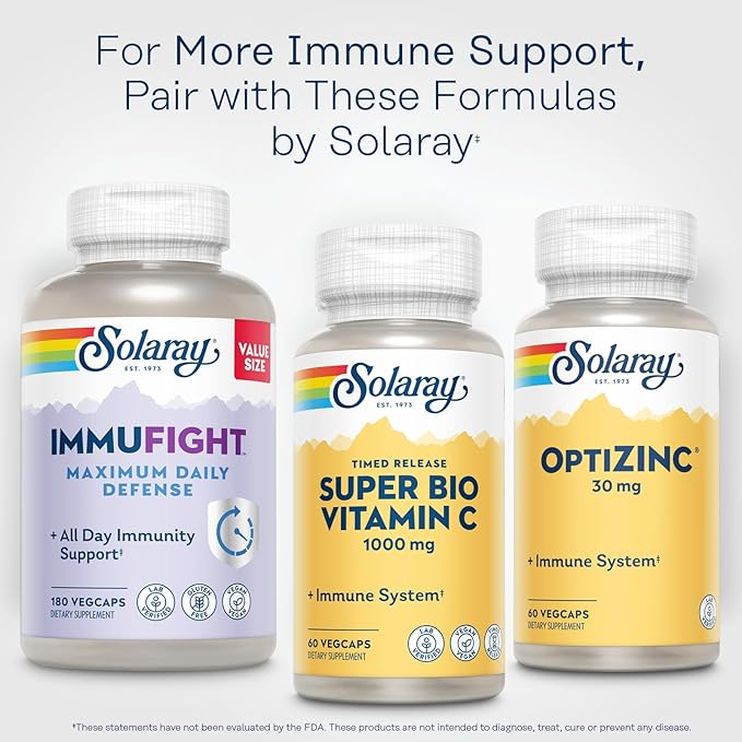 SOLARAY Super Bio Buffered Vitamin C 1000mg, Two-Stage, Timed Release Vitamin C with Bioflavonoids, Immune Support Supplement - High Absorption, Vegan, 60 Day Guarantee, 30 Servings, 60 VegCaps
