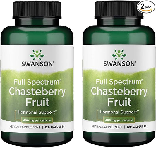 Swanson Chasteberry Fruit - Herbal Supplement Promoting Women's Health & Menopausal & Menstrual Support - May Support Balance & Skin Health - (120 Capsules, 400mg Each) (2 Pack)