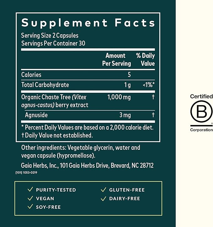 Gaia Herbs Vitex Berry - Supports Hormone Balance & Fertility in Women - 60 Vegan Liquid Phyto-Capsules (30-Day Supply)