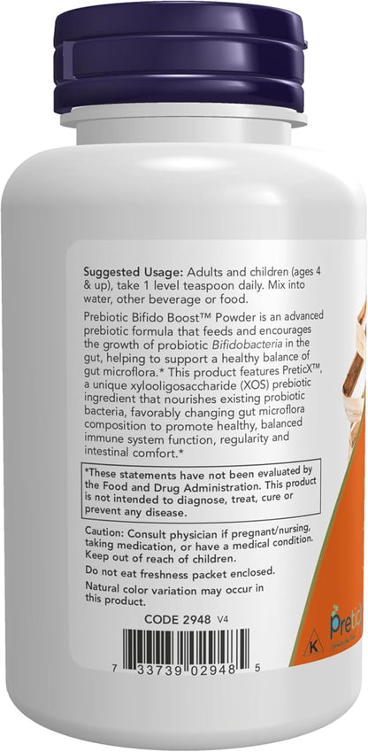 NOW Foods Supplements, Prebiotic Bifido Boost with PreticX™ Xylooligosaccharide (XOS) Prebiotic, Powder, 3-Ounce