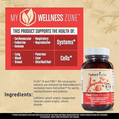 NaturaNectar Natural Bee Propolis Bundle - Trio and Red Propolis - for Immune and Cardiovascular Support and a Healthy Metabolism* - 60 Capsules per Bottle