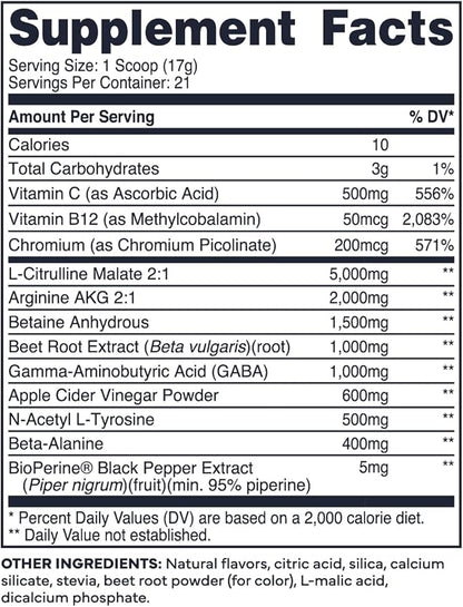 Type Zero Ultra Clean Stim Free Pump Pre Workout + Nitric Oxide Booster (Cherry Limeade) - Non Stimulating and Caffeine-Free for Men & Women
