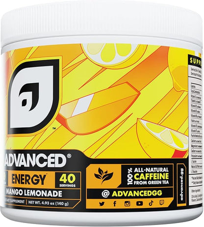 Advanced Energy - Energy Boosting Formula with Electrolytes for Hydration - L-Theanine to Combat Jitters - Sugar Free & Keto Friendly - No Maltodextrin (40 Servings) (Mango Lemonade)