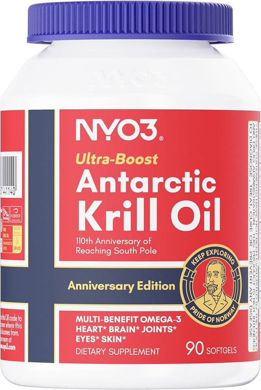 Krill Oil Omega 3 Supplement 1000mg 60 Softgels EPA & DHA, Pure Antarctic Krill Oil with Astaxanthin and 56% Phospholipids Third Party Tested
