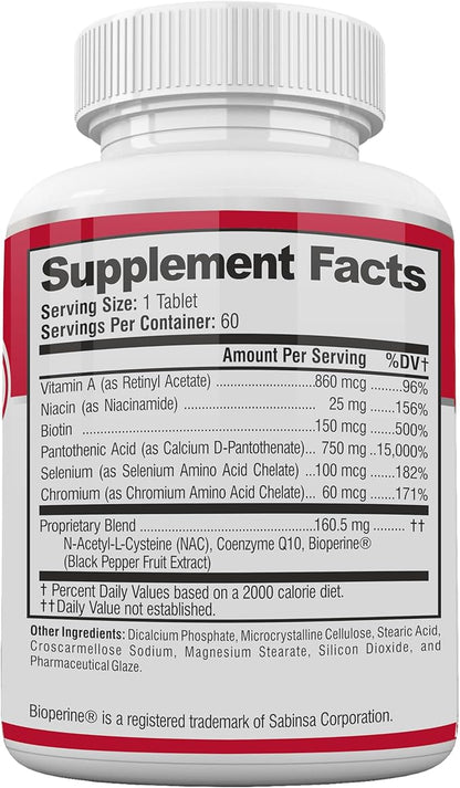 Acne Pills- Vitamin Supplements for Acne Treatment- Natural Clear Skin from Hormonal Cystic Pimples- Oily Skin Vitamins Pill for Women, Teen, Men, & Adults 60 Tablets