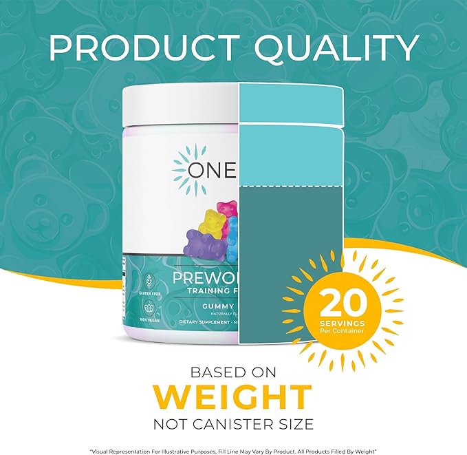 One Sol Pre-Workout for Women, Enhanced Pump & Focus, No Jitters Or Crash, Natural Ingredients, 100% Vegan, Gluten Free & Soy Free, (Gummy Bear)