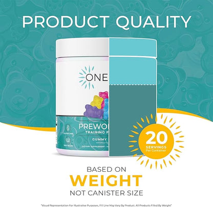 One Sol Pre-Workout for Women, Enhanced Pump & Focus, No Jitters Or Crash, Natural Ingredients, 100% Vegan, Gluten Free & Soy Free, (Gummy Bear)