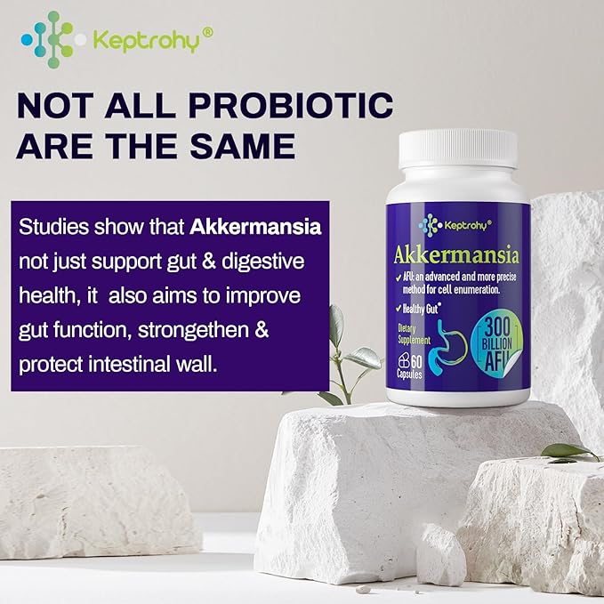 GLP-1 Supplement - 300 Billion AFU Akkermansia Probiotic for Women & Men, Akkermansia Muciniphila for GLP-1 Production, Digestive, Gut, Immune Health, Enhances Gut Digestive Lining function, 120 Count