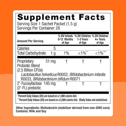 Biostime Baby Probiotic for Kids with HMO & Prebiotic Fiber | Kids Immune Support | Constipation Relief and Digestion Support Probiotics for Kids, Toddlers and Infants - 28 Powder Packets
