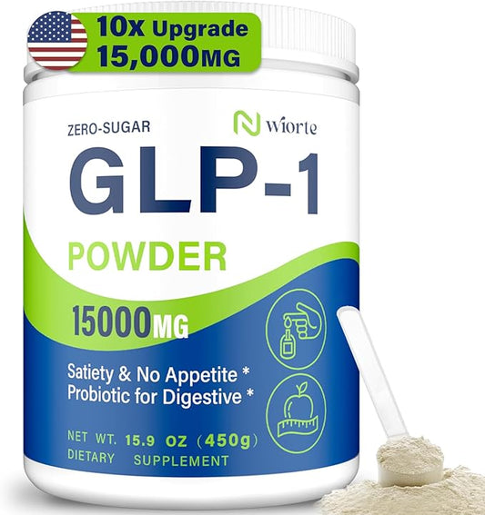 GLP-1, GLP-1 Supplement for Women & Men, Natural GLP1 Powder with Akkermansia Probiotic, High Fiber for GLP-1 Support, Digestive & Gut, Metabolism, Energy, 10x Upgrade GLP-1 Levels, 0 Sugar