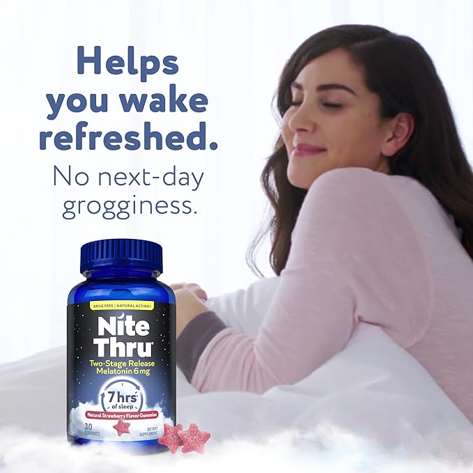 Two-Stage Release Melatonin, 6mg, Strawberry, Dietary Supplement, 30 Gummies
