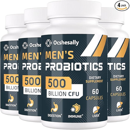 Probiotics for Men, 500 Billion CFUs & 12 Strains Mens probiotic, with Turmeric, Cranberry, Goji - Probiotics for Digestive Health, Gut, Immune & Bloating, Prostate & Urinary Tract Health, 240 Capsule