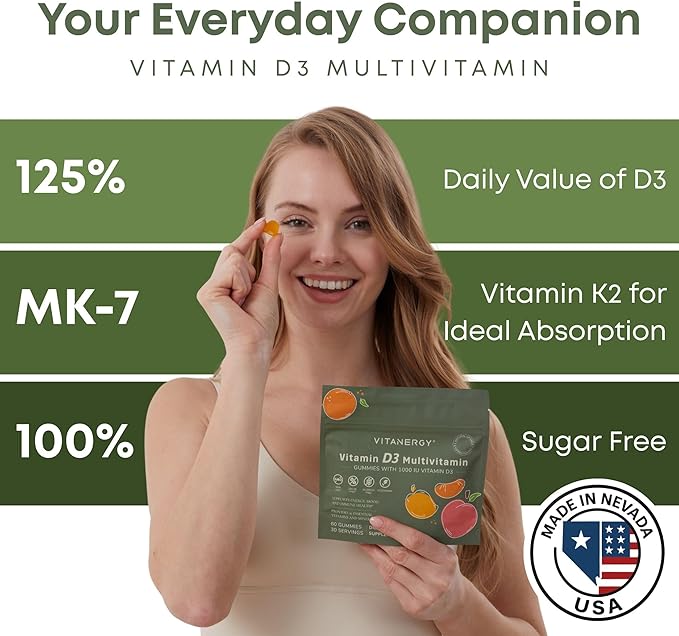 Multivitamin Gummies for Women,1000IU D3 and K2, 16 Essential Nutrients, Bone, Heart and Immune Support, Vegan and Sugar-Free, Mango Orange Flavor, Portable Pouch, Made in USA, 60 Count
