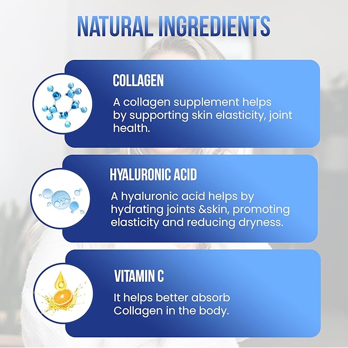 Collagen + Vitamin C + Hyaluronic Acid | Hydrolized Peptide | Specially formulated for Women | Type I, II and III | 60 Capsules