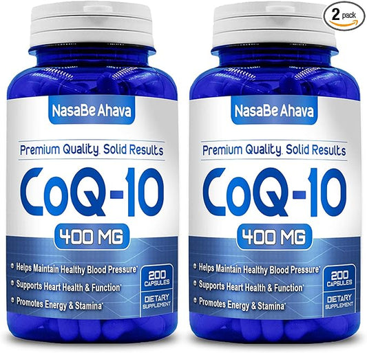 CoQ10 400mg Capsules | Vegan Friendly Coenzyme Q10 400mg per Serving from Easy Absorption Ubiquinone Supplement for Skin Heart and Energy Support | Made in the USA in cGMP Facilities (2 Pack)