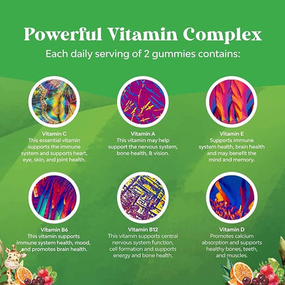 Bundle of Kids Calm Magnesium Gummies 90 count - Gummies for Nerve Bone and Muscle Health and Plant Based Kids Multivitamin Gummies 120 count - Multivitamin for Kids Immunity Support Gummies with Vita