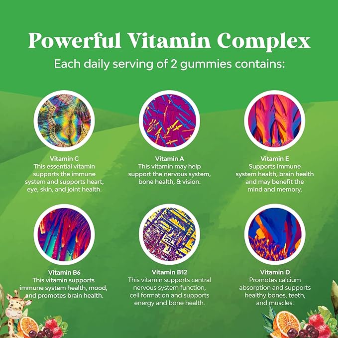 Plant Based Kids Multivitamin Gummies - Multivitamin for Kids Immunity Support Gummies with Vitamins A C D3 E B and Zinc Gelatin and Gluten Free Non-GMO Vitamins Gummy Formula 120ct