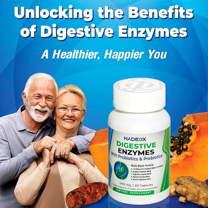Digestive ENZYMES 1000MG + Prebiotics and Probiotics for Women and Men - 60 Capsules
