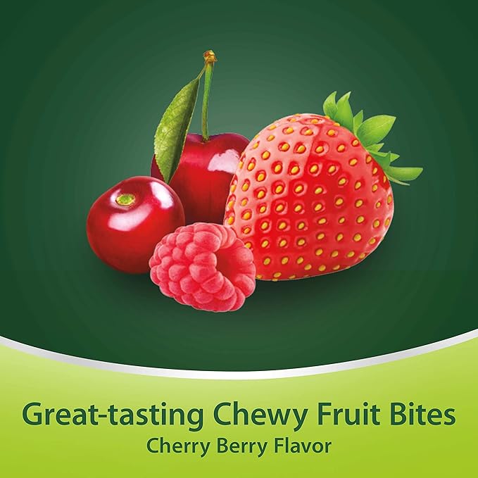 Dulcolax Chewy Fruit Bites, Saline Laxative, Cherry Berry (30ct) Cramp-Free Constipation Relief (Pack of 2)