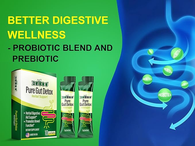 Pure Gut Detox - Colon Cleanse Cleanser Detox Cleanse Gut Cleanse for Women Men with Senna, Cascara Sagrada, Digestive Enzymes, Probiotic Blend and Prebiotic - Bloating and Constipation Relief