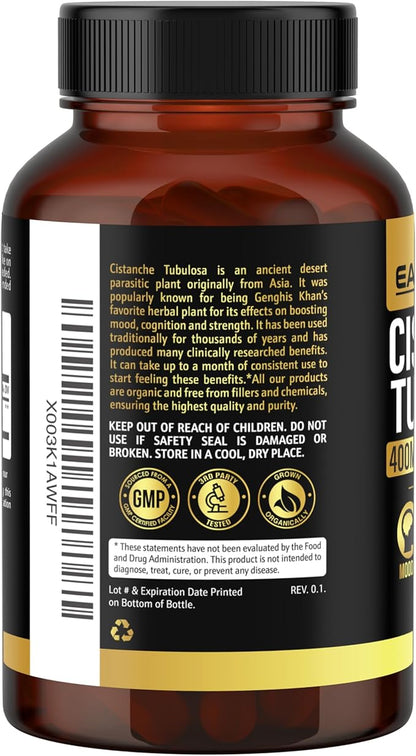 Cistanche Tubulosa 400 mg (180 Capsules) 3 Months Supply – Made in USA - 3rd Party Tested - Cistanche Supplement - Zero Fillers - Max Purity - Nootropics - 100% Pure Cistanche Herb