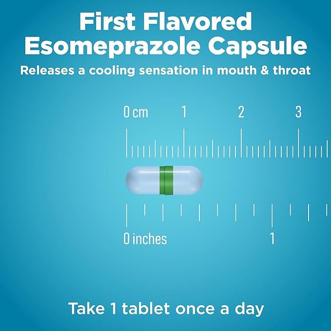 Amazon Basic Care Esomeprazole Magnesium Delayed-Release Capsules 20 mg, Acid Reducer, Cool Mint, 14 Count
