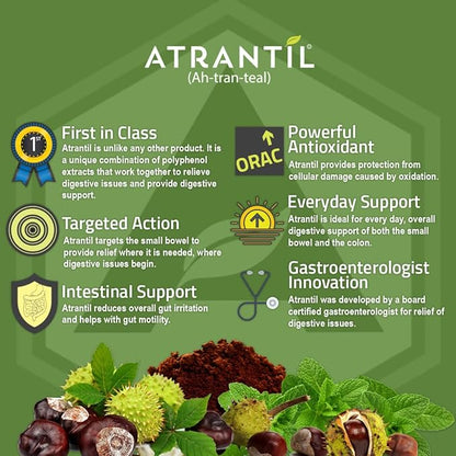 Atrantíl Atrantil 90 Capsules-Antioxidant Packed Polyphenol for Bloating and Gas Relief, Abdominal Discomfort, Constipation, Diarrhea, Postbiotic, Change,n Bowel Habits and Everyday Digestive Health.