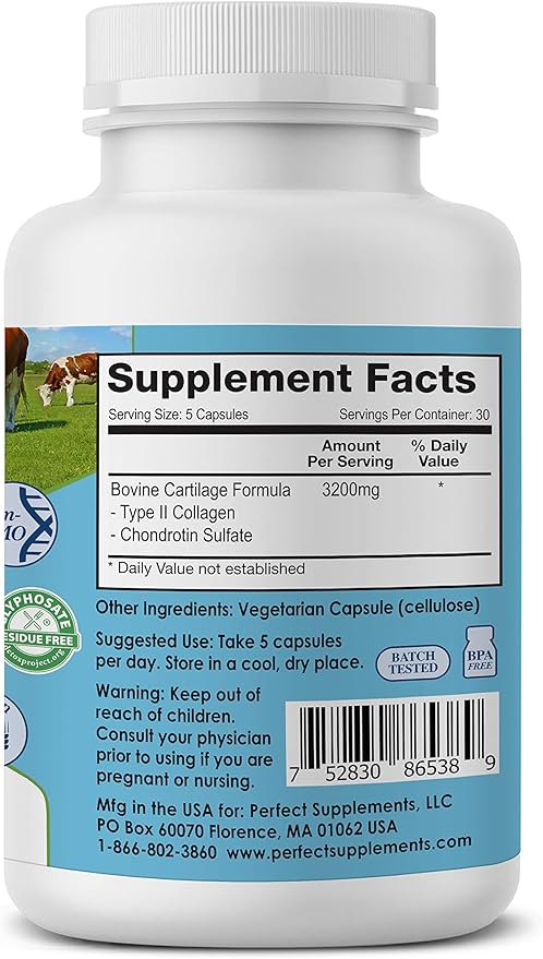 Perfect Supplements – Perfect Type II Collagen – 150 Capsules – All Natural Type II Collagen – Pasture Raised – Joint Health Support