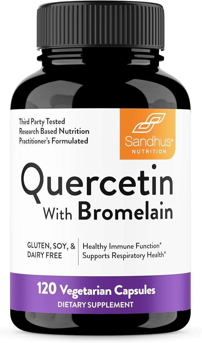 Sandhu's Bromelain with Quercetin Capsules for Men & Women | Supports Immunity, Bone Health and Quality Sleep | 120 Count