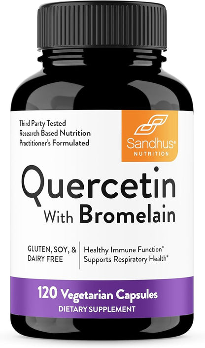Sandhu's Bromelain with Quercetin Capsules for Men & Women | Supports Immunity, Bone Health and Quality Sleep | 120 Count