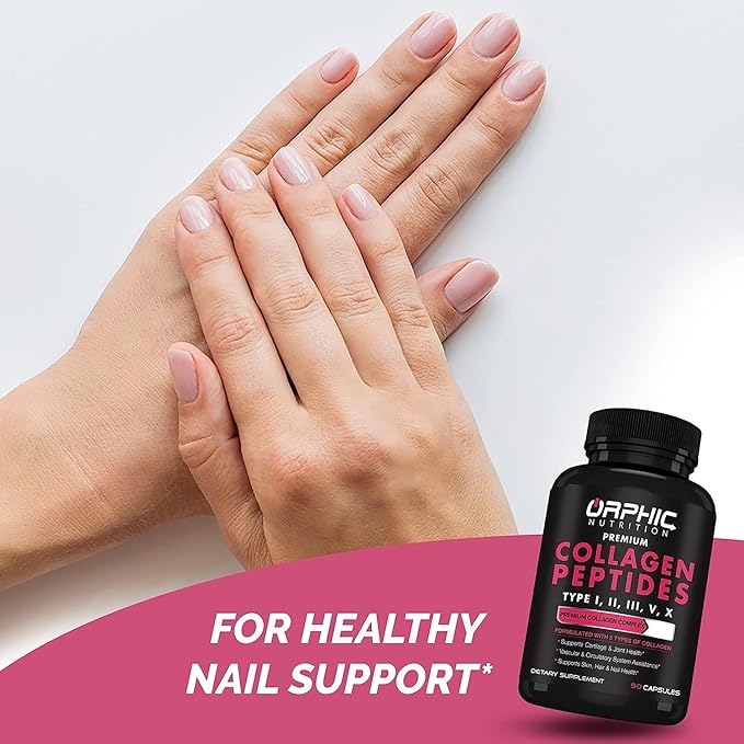 ORPHIC NUTRITION Collagen Peptides Capsules for Women,1800mg Multi Collagen Pills Types I, II, III, V, X - Supports Digestive Health Maintaining Strong Joints, Tendons, Ligaments and Muscles* 90 Caps