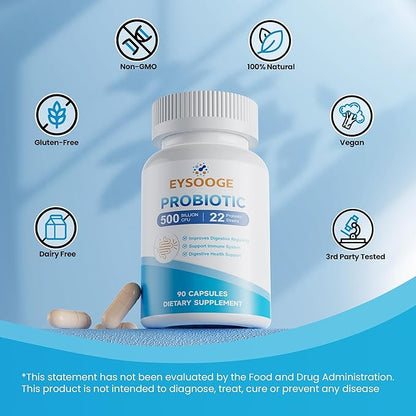 Probiotics for Women and Men, 500 Billion CFU, 22 Strains + Organic Prebiotics, Nutritional Supplements, Daily Probiotics for Digestive, Immune, & Gut Health - 90 Capsules