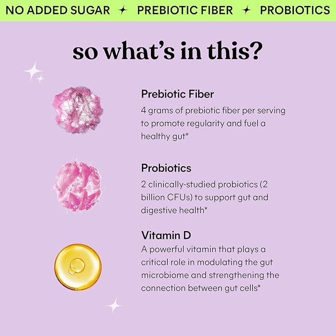 Lemme No. 2 Fiber & Probiotic Gummies for Adults, Promotes Regularity & Digestive Health, No Sugar Added Strawberry Flavor, 4g Prebiotic Fiber & Clinically Studied Probiotic Strains, (60 Count)
