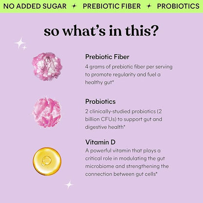 Lemme No. 2 Fiber & Probiotic Gummies for Adults, Promotes Regularity & Digestive Health, No Sugar Added Strawberry Flavor, 4g Prebiotic Fiber & Clinically Studied Probiotic Strains, (60 Count)