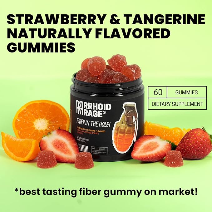 Fiber and Magnesium Gummies, Made in USA, Supports Digestive Health, Relieves Constipation, Helps Prevent Hemorrhoids, Has Both Soluble and Insoluble Fiber, 60 ct (1)