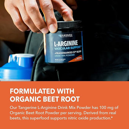 L-Arginine Powder - Nitric Oxide Supplement for Men and Women with L-Citrulline and Beet Root - Pre and Post Workout Support for Endurance and Recovery - Tangerine Flavor, 1 Month Supply (30 Scoops)