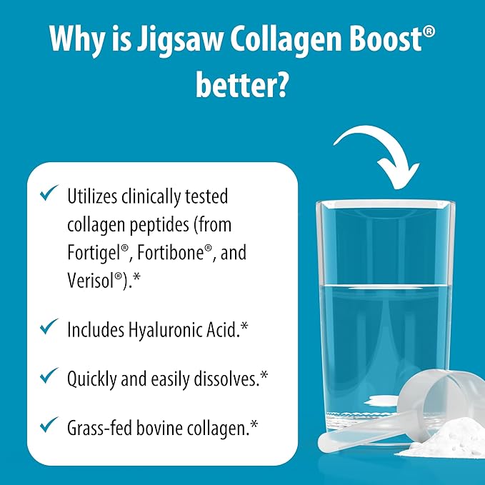 Jigsaw Health Collagen Boost | Promotes Healthy Joints, Cartilage, Skin, and Hair | 30 Servings