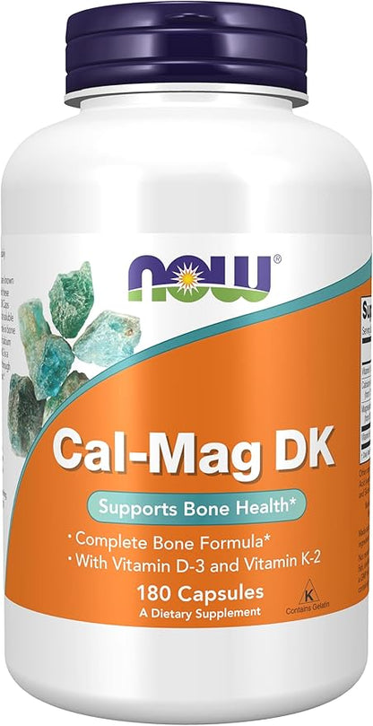 NOW Foods Supplements, Cal-Mag DK with Vitamin D-3 and Vitamin K-2, Supports Bone Health*, 180 Capsules