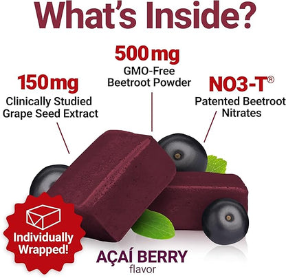 FORCE FACTOR Total Beets Blood Pressure Support Supplement, Beets Supplements with Beets Powder, Great-Tasting Beets Chewables for Heart-Healthy Energy, and Increased Nitric Oxide, 120 Chews, 2-Pack