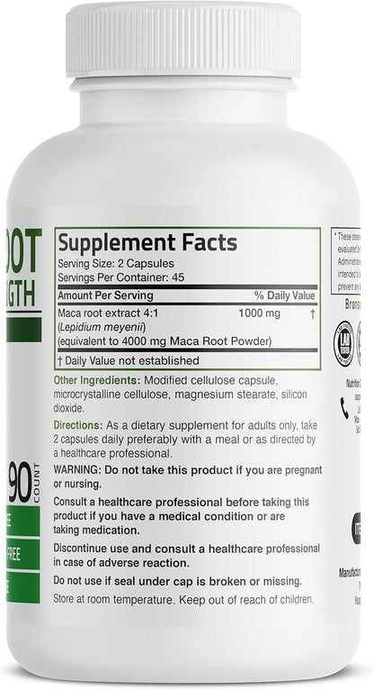 Bronson Maca Root Extra Lepidium Meyenii, Non-GMO, 90 Vegetarian Capsules