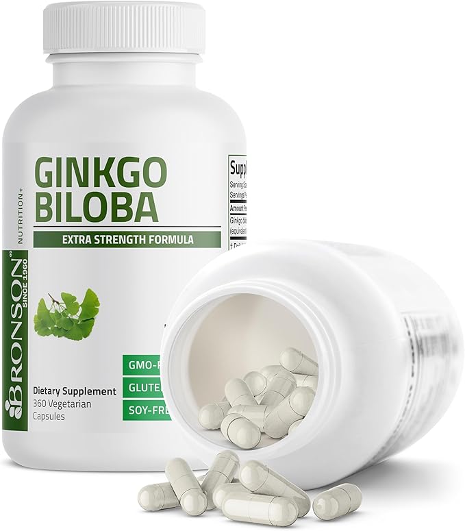 Bronson Ginkgo Biloba Extra Strength Supports Brain Function & Memory Support, 360 Vegetarian Capsules