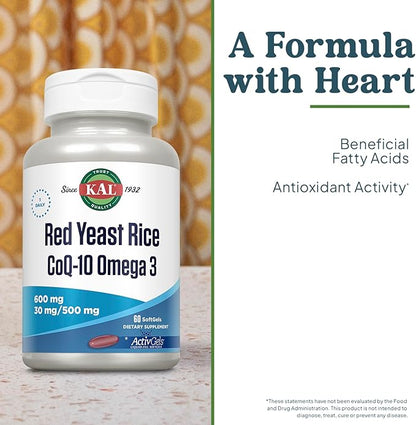 KAL Red Yeast Rice COQ10 Omega 3, 60 Count