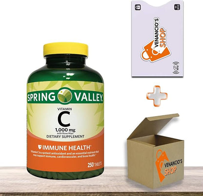 Spring Valley Vitamin C 1000mg with Rose HIPS Tablets Dietary Supplement, Antioxidant Protection, 250 Count (Pack of 1)