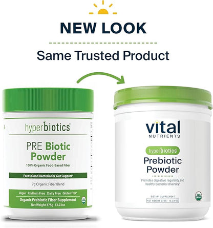 Hyperbiotics Vital Nutrients Organic Prebiotic Fiber Powder | Supports Gut Health and Digestive Regularity | Soluble Fiber Supplement for Women and Men | Vegan Organic Fiber Powder | 54 Servings